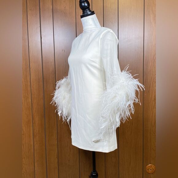 Alice + Olivia Izola Feather-Trim Minidress size 2 - Picture 6 of 12